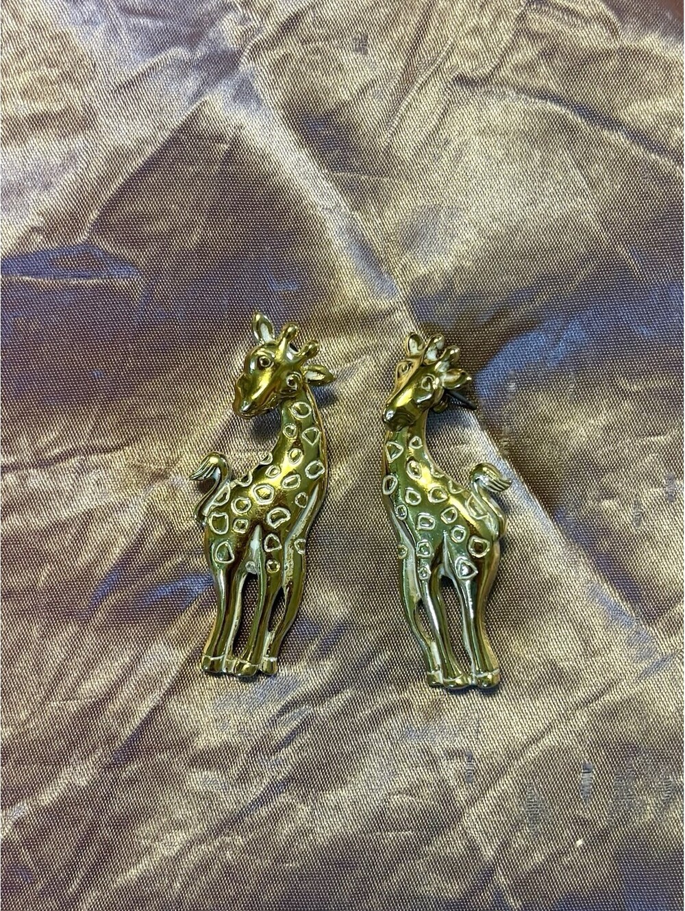 Vintage GAVIN Giraffe Earrings Gold Tone Figural 3”